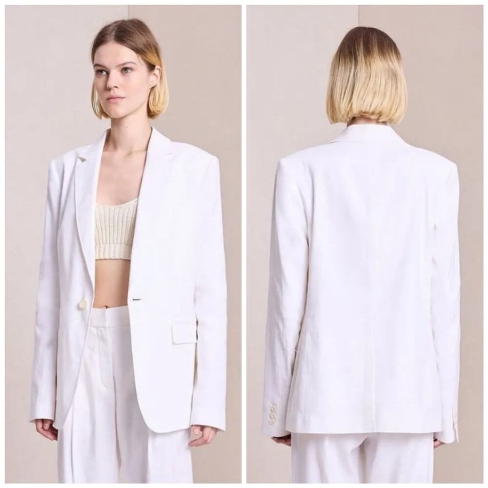 A.L.C Ecru White Donovan Linen Blend Blazer
